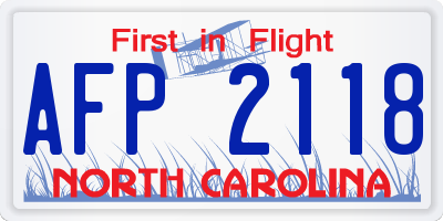 NC license plate AFP2118
