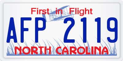 NC license plate AFP2119