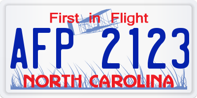 NC license plate AFP2123