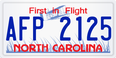 NC license plate AFP2125