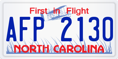 NC license plate AFP2130