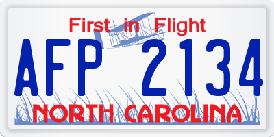 NC license plate AFP2134