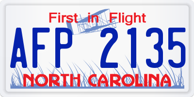 NC license plate AFP2135