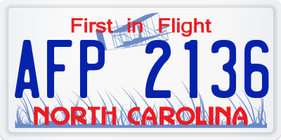 NC license plate AFP2136