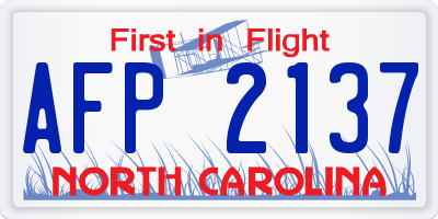 NC license plate AFP2137