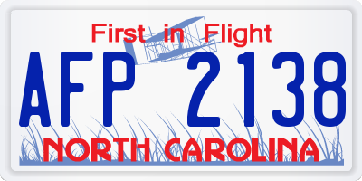 NC license plate AFP2138