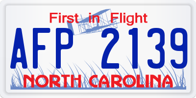 NC license plate AFP2139