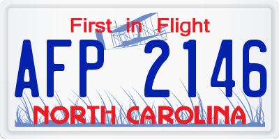 NC license plate AFP2146