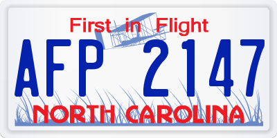 NC license plate AFP2147