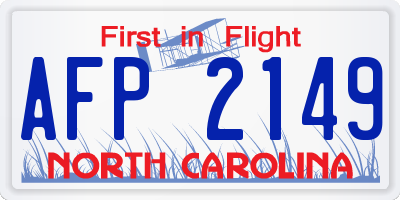 NC license plate AFP2149