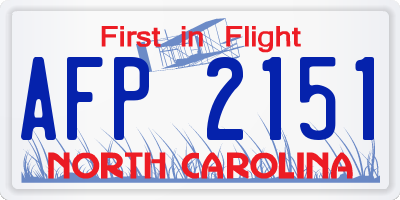 NC license plate AFP2151