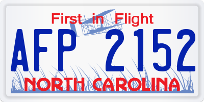 NC license plate AFP2152
