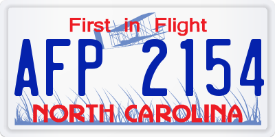 NC license plate AFP2154