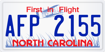 NC license plate AFP2155