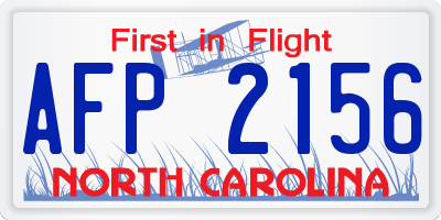 NC license plate AFP2156