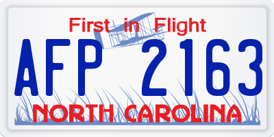 NC license plate AFP2163