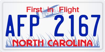 NC license plate AFP2167