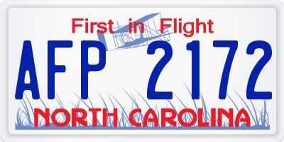 NC license plate AFP2172