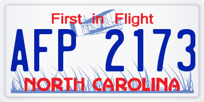 NC license plate AFP2173