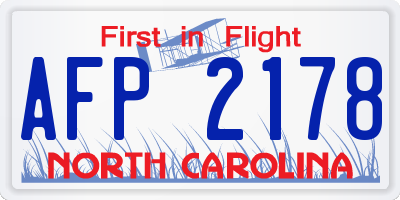 NC license plate AFP2178