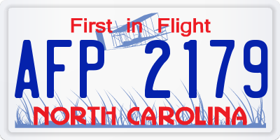 NC license plate AFP2179