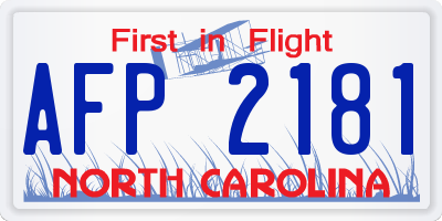 NC license plate AFP2181