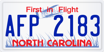 NC license plate AFP2183