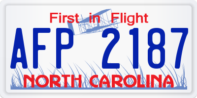 NC license plate AFP2187