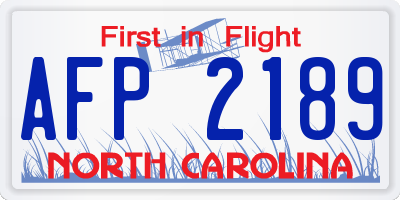 NC license plate AFP2189