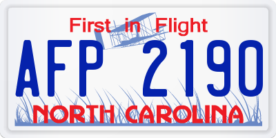 NC license plate AFP2190