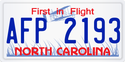 NC license plate AFP2193