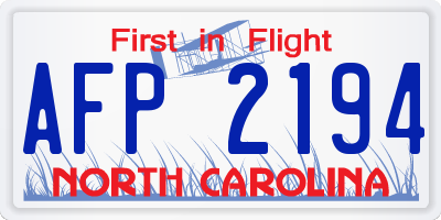 NC license plate AFP2194