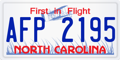 NC license plate AFP2195