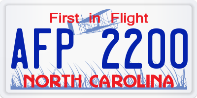 NC license plate AFP2200