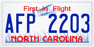 NC license plate AFP2203