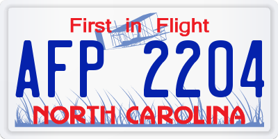 NC license plate AFP2204