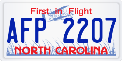 NC license plate AFP2207