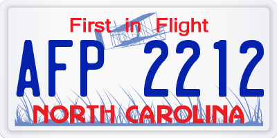 NC license plate AFP2212