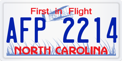 NC license plate AFP2214