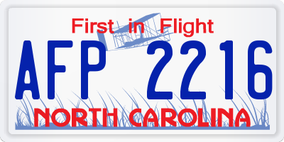 NC license plate AFP2216