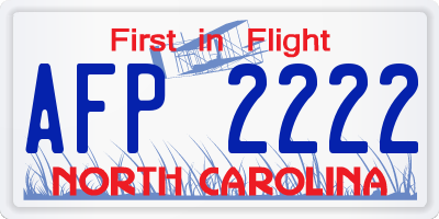 NC license plate AFP2222