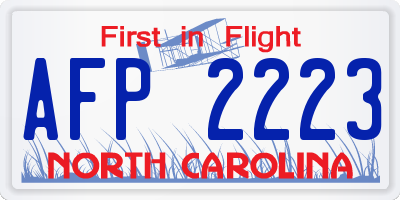 NC license plate AFP2223