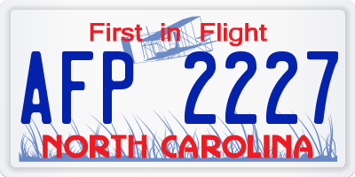NC license plate AFP2227