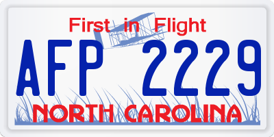 NC license plate AFP2229