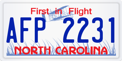 NC license plate AFP2231