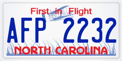 NC license plate AFP2232