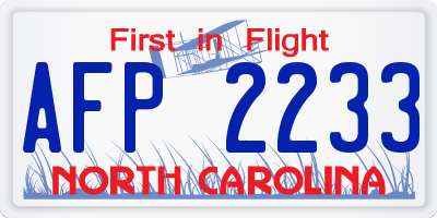 NC license plate AFP2233