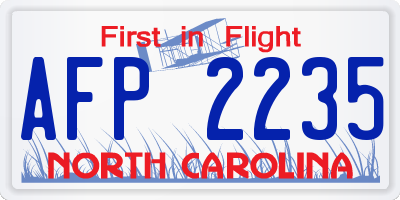 NC license plate AFP2235