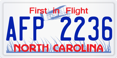 NC license plate AFP2236