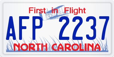 NC license plate AFP2237